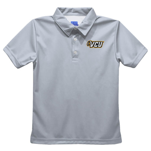 VCU Rams Virginia Commonwealth University Embroidered Gray Short Sleeve Polo Box Shirt