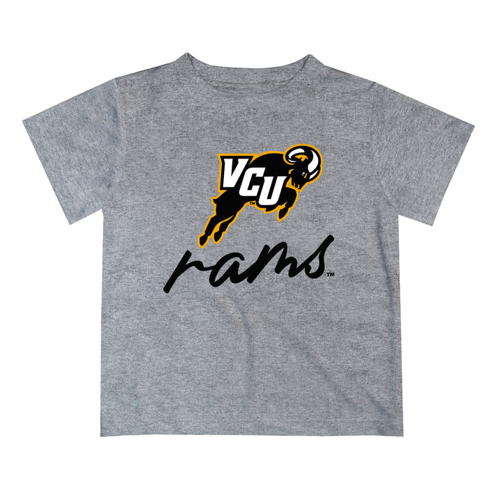VCU Rams Virginia Commonwealth U Vive La Fete Script V1 Heather Gray Short Sleeve Tee Shirt