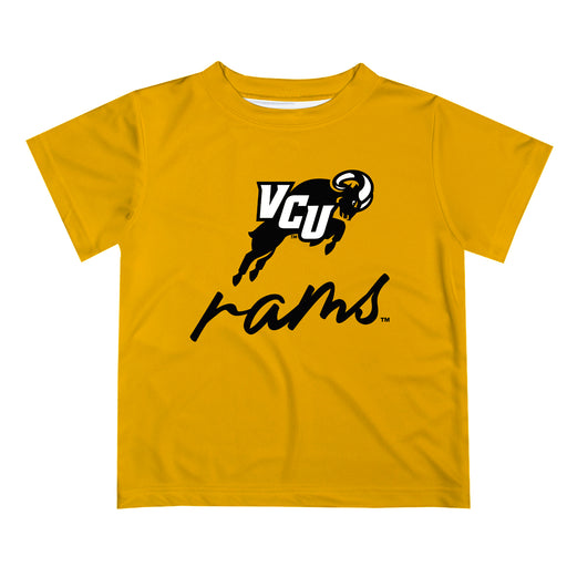 VCU Rams Virginia Commonwealth U Vive La Fete Script V1 Gold Short Sleeve Tee Shirt