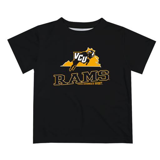 VCU Rams Virginia Commonwealth U Vive La Fete State Map Black Short Sleeve Tee Shirt