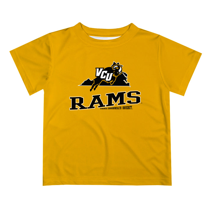 VCU Rams Virginia Commonwealth U Vive La Fete State Map Gold Short Sleeve Tee Shirt