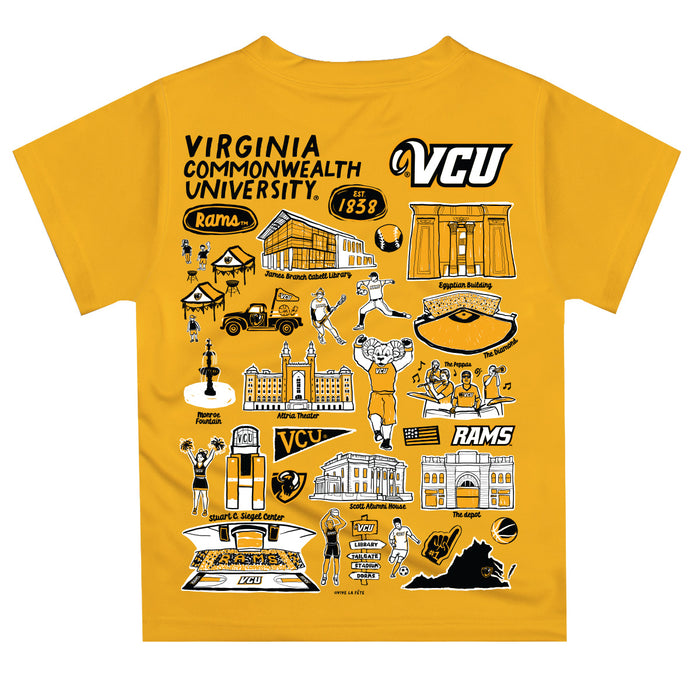VCU Rams Virginia Commonwealth University Hand Sketched Vive La Fete Impressions Artwork Boys Black Short Sleeve Tee Shirt - Vive La Fête - Online Apparel Store