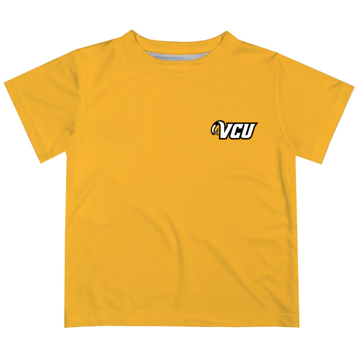 VCU Rams Virginia Commonwealth University Hand Sketched Vive La Fete Impressions Artwork Boys Gold Short Sleeve Tee Shir