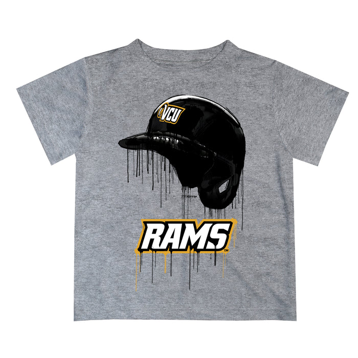 VCU Rams Virginia Commonwealth University Original Dripping Baseball Hat Gray T-Shirt by Vive La Fete