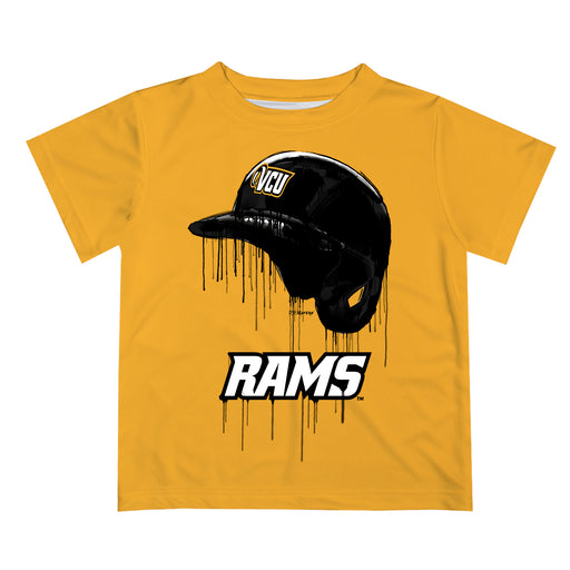 VCU Rams Virginia Commonwealth University Original Dripping Baseball Hat Gold T-Shirt by Vive La Fete