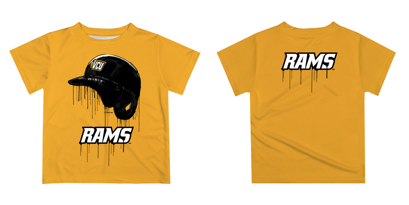 VCU Rams Virginia Commonwealth University Original Dripping Baseball Hat Gold T-Shirt by Vive La Fete - Vive La Fête - Online Apparel Store