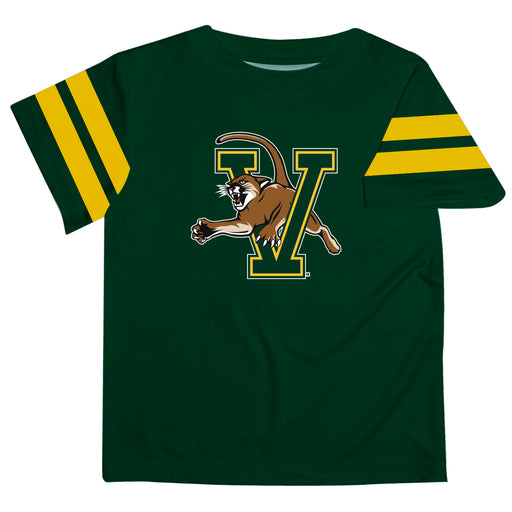 Vermont Catamounts Vive La Fete Boys Game Day Green Short Sleeve Tee with Stripes on Sleeves - Vive La Fête - Online Apparel Store
