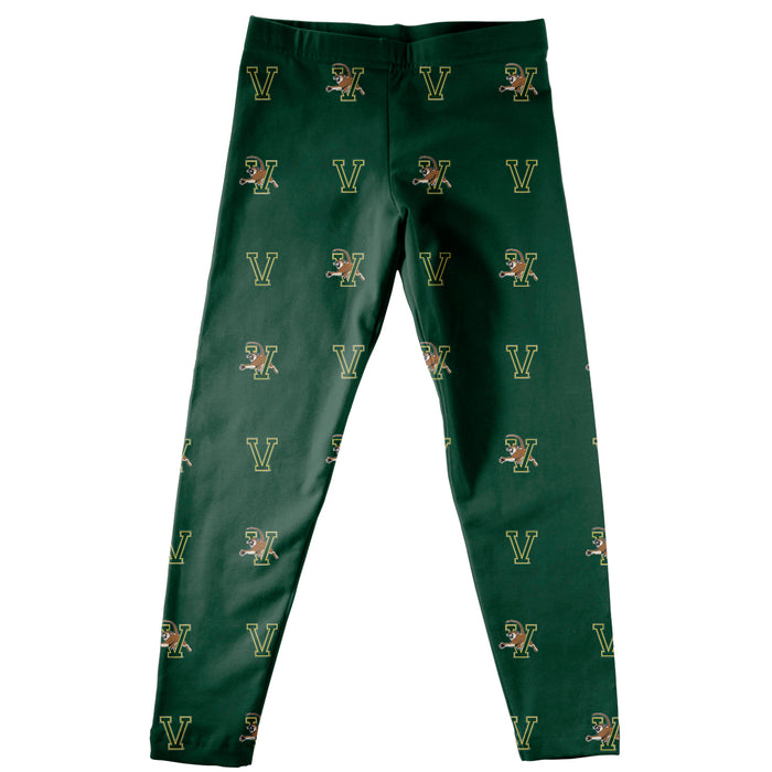 Vermont Catamounts Vive La Fete Girls Game Day All Over Logo Elastic Waist Classic Play Green Leggings Tights - Vive La Fête - Online Apparel Store