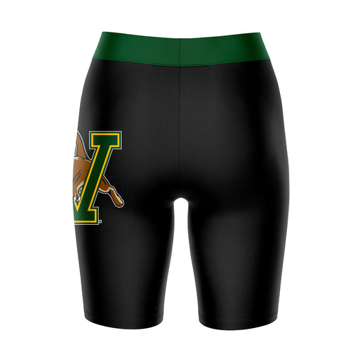 Vermont Catamounts Vive La Fete Game Day Logo on Thigh and Waistband Black and Green Women Bike Short 9 Inseam" - Vive La Fête - Online Apparel Store
