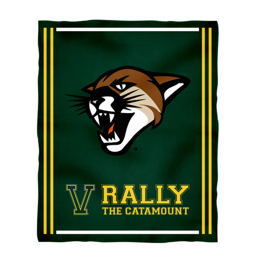 Vermont Catamounts Vive La Fete Kids Game Day Green Plush Soft Minky Blanket 36 x 48 Mascot