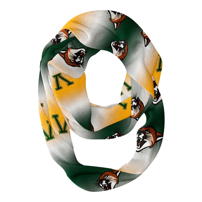 Vermont Catamounts Vive La Fete All Over Logo Game Day Collegiate Women Ultra Soft Knit Infinity Scarf