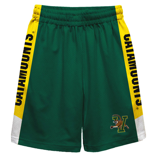Vermont Catamounts Vive La Fete Game Day Green Stripes Boys Solid Gold Athletic Mesh Short