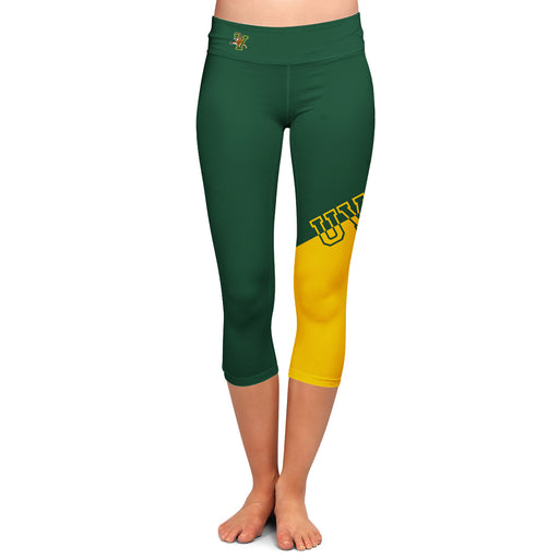 Vermont Catamounts Vive La Fete Game Day Collegiate Leg Color Block Girls Green Gold Capri Leggings