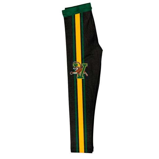 Vermont Catamounts Vive La Fete Girls Game Day Black with Green Stripes Leggings Tights