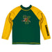 Vermont Catamounts Vive La Fete Logo Green Gold Long Sleeve Raglan Rashguard