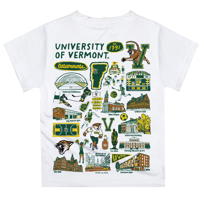 Vermont Catamounts Hand Sketched Vive La Fete Impressions Artwork Boys Gold Short Sleeve Tee Shirt - Vive La Fête - Online Apparel Store