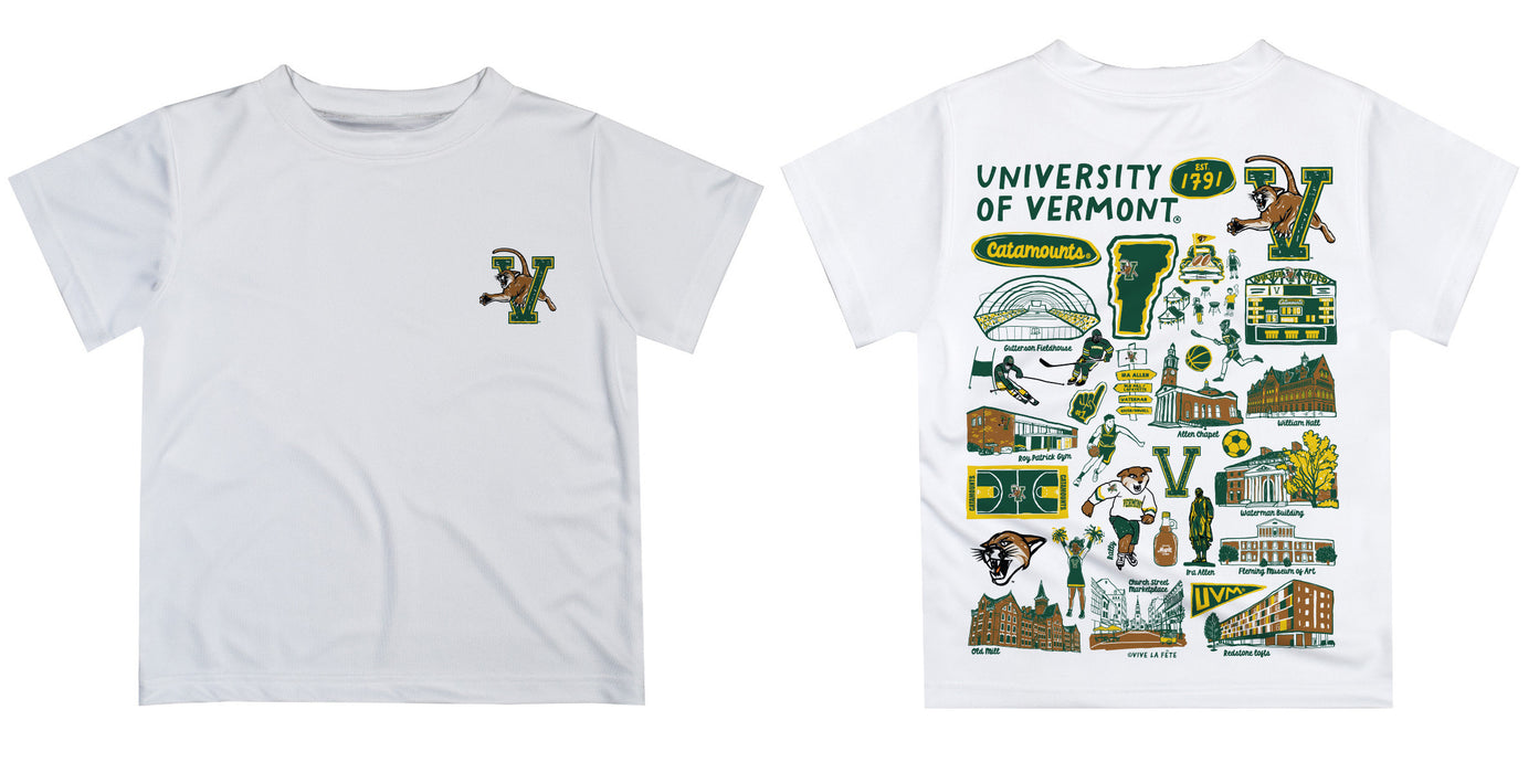 Vermont Catamounts Hand Sketched Vive La Fete Impressions Artwork Boys Gold Short Sleeve Tee Shirt - Vive La Fête - Online Apparel Store