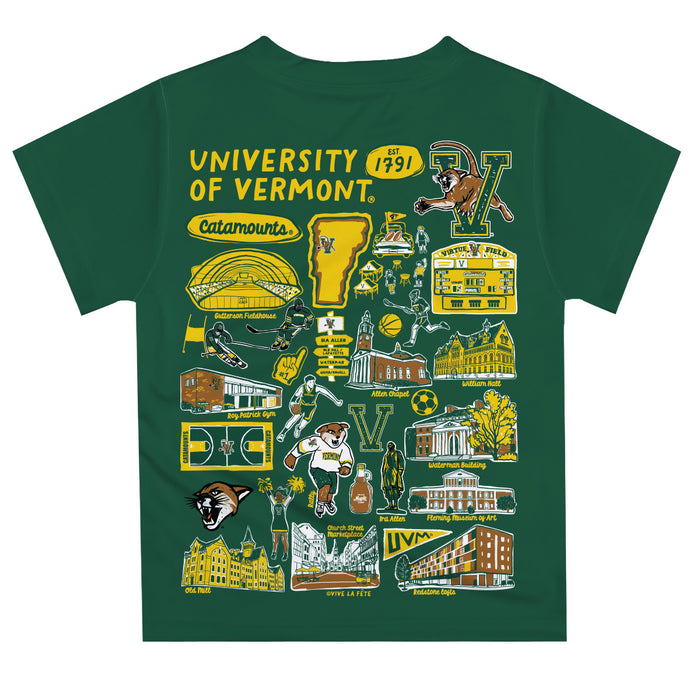 Vermont Catamounts Hand Sketched Vive La Fete Impressions Artwork Boys Gold Short Sleeve Tee Shirt - Vive La Fête - Online Apparel Store