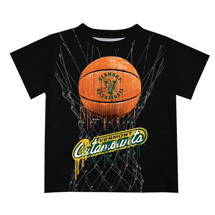 Vermont Catamounts Original Dripping Basketball Black T-Shirt by Vive La Fete