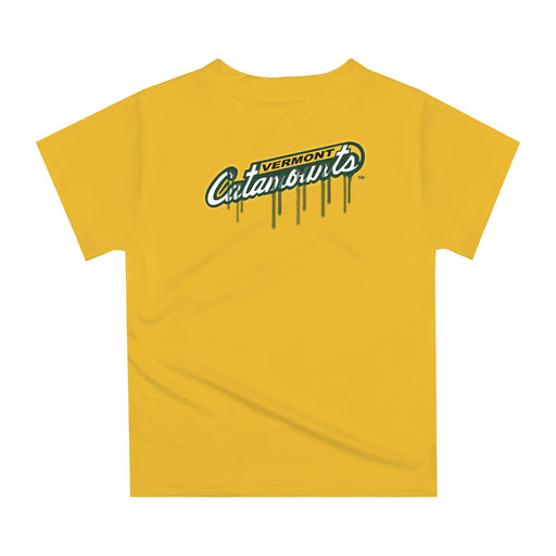 Vermont Catamounts Original Dripping Basketball Gold T-Shirt by Vive La Fete - Vive La Fête - Online Apparel Store