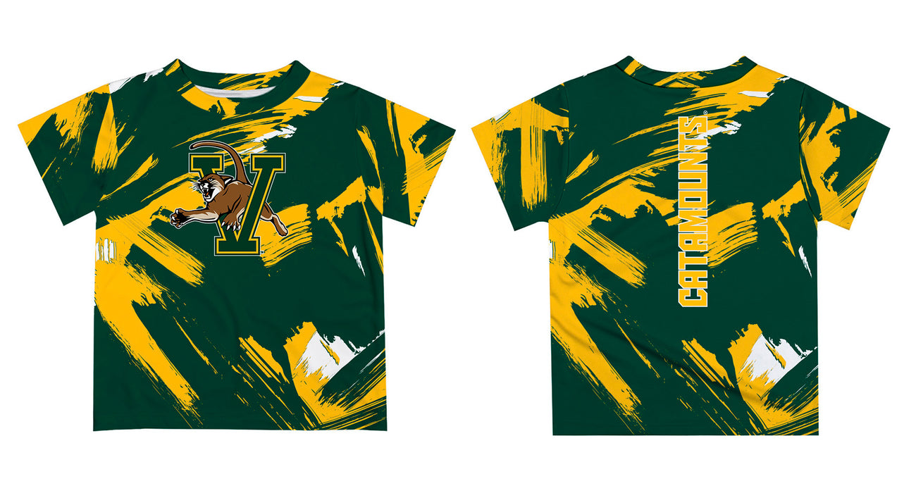 Vermont Catamounts Vive La Fete Boys Game Day Green Short Sleeve Tee Paint Brush - Vive La Fête - Online Apparel Store