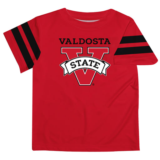 Valdosta Blazers Vive La Fete Boys Game Day Red Short Sleeve Tee with Stripes on Sleeves - Vive La Fête - Online Apparel Store