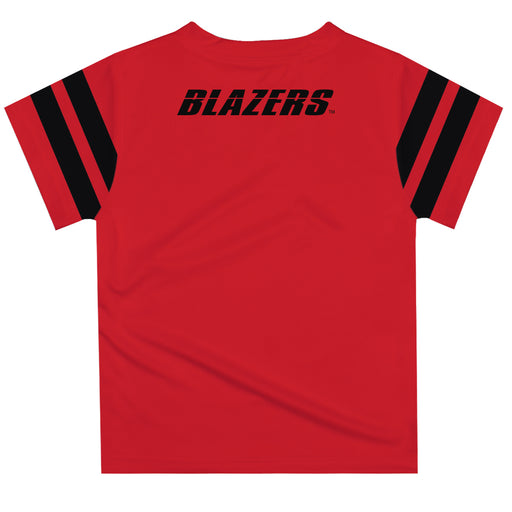 Valdosta Blazers Vive La Fete Boys Game Day Red Short Sleeve Tee with Stripes on Sleeves - Vive La Fête - Online Apparel Store