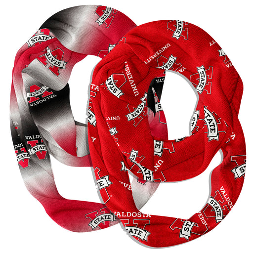 Valdosta State Blazers Vive La Fete All Over Logo Collegiate Women Set of 2 Light Weight Ultra Soft Infinity Scarfs