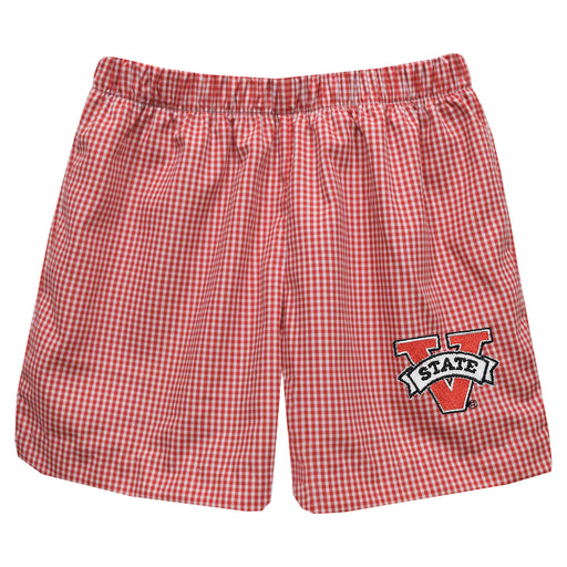 Valdosta Blazers Embroidered Red Cardinal Gingham Pull On Short