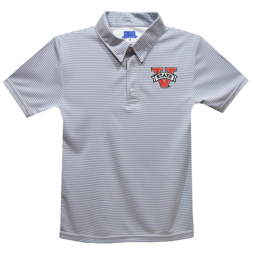 Valdosta Blazers Embroidered Gray Stripes Short Sleeve Polo Box Shirt