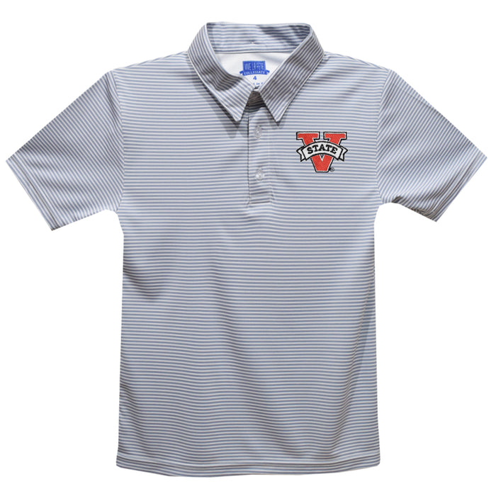 Valdosta Blazers Embroidered Gray Stripes Short Sleeve Polo Box Shirt