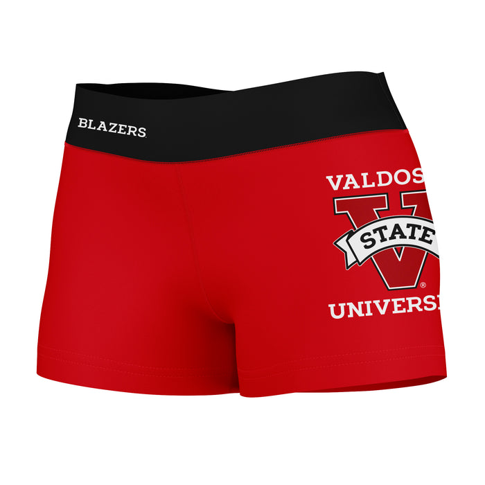Valdosta Blazers Vive La Fete Logo on Thigh & Waistband Red Black Women Yoga Booty Workout Shorts 3.75 Inseam