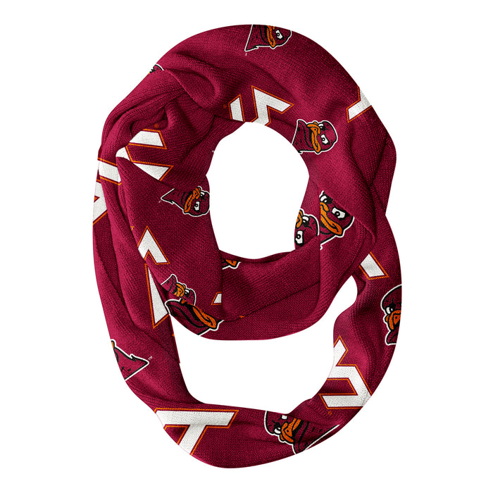 Virginia Tech Hokies Vive La Fete Repeat Logo Collegiate Women Light Weight Ultra Soft Infinity Scarf