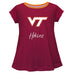 Virginia Tech Hokies VT  Vive La Fete Girls Game Day Short Sleeve Maroon Top with School Logo and Name