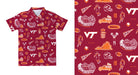 Virginia Tech Hokies VT Repeat Print Hand Sketched Vive La Fete Impressions Artwork Boys Maroon Short Sleeve Polo Shirt - Vive La Fête - Online Apparel Store