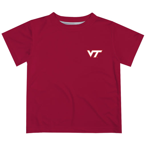 Virginia Tech Hokies VT Hand Sketched Vive La Fete Impressions Artwork Boys Maroon Short Sleeve Tee Shirt