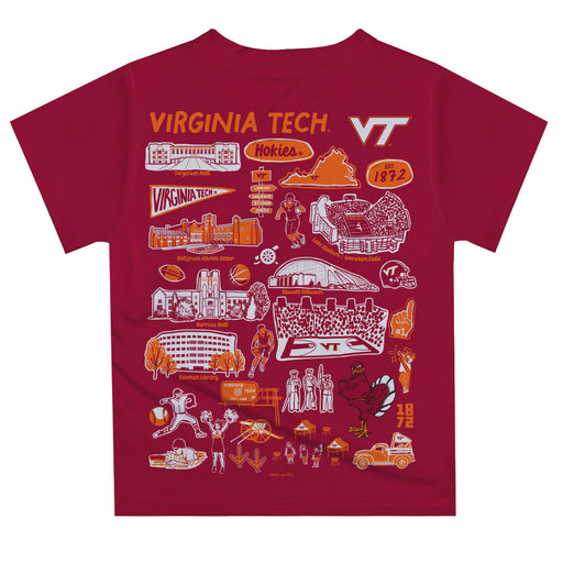 Virginia Tech Hokies VT Hand Sketched Vive La Fete Impressions Artwork Boys Maroon Short Sleeve Tee Shirt - Vive La Fête - Online Apparel Store