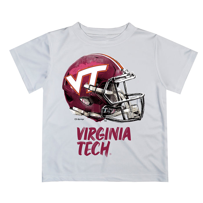 Virginia Tech Hokies VT  Original Dripping Football Helmet White T-Shirt by Vive La Fete