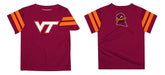 Virginia Tech Hokies Vive La Fete Boys Game Day Maroon Short Sleeve Tee with Stripes on Sleeves - Vive La Fête - Online Apparel Store