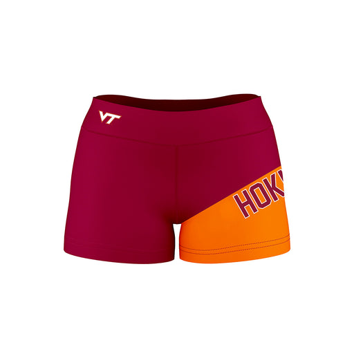 Virginia Tech Hokies Vive La Fete Game Day Collegiate Leg Color Block Women Maroon Orange Optimum Yoga Short