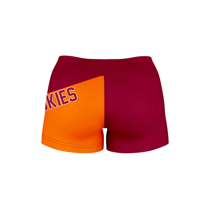 Virginia Tech Hokies Vive La Fete Game Day Collegiate Leg Color Block Women Maroon Orange Optimum Yoga Short - Vive La Fête - Online Apparel Store