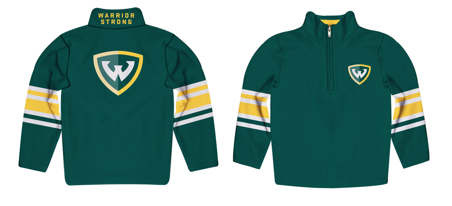 Wayne State University Warriors Vive La Fete Game Day Green Quarter Zip Pullover Stripes on Sleeves - Vive La Fête - Online Apparel Store