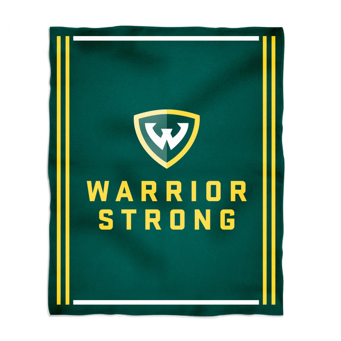 Wayne State University Warriors Vive La Fete Kids Game Day Green Plush Soft Minky Blanket 36 x 48 Mascot
