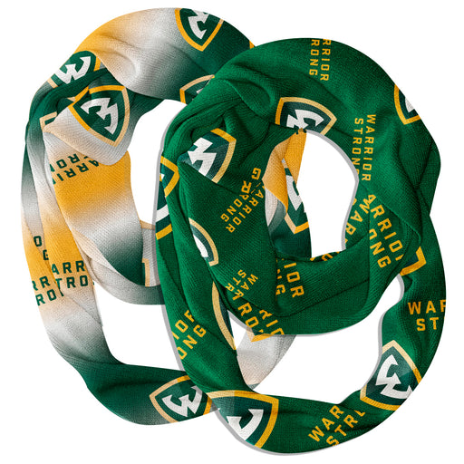 Wayne State Warriors Vive La Fete All Over Logo Collegiate Women Set of 2 Light Weight Ultra Soft Infinity Scarfs