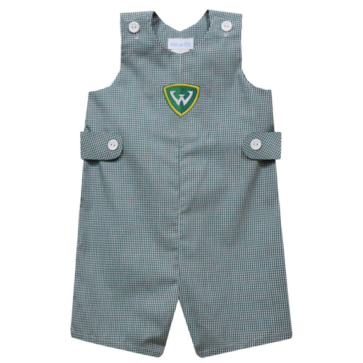 Wayne State University Warriors Embroidered Hunter Green Gingham Boys Jon Jon