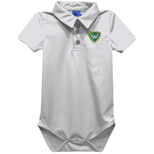 Wayne State University Warriors Embroidered White Solid Knit Polo Onesie