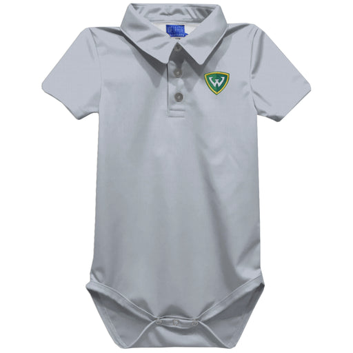 Wayne State University Warriors Embroidered Gray Solid Knit Polo Onesie