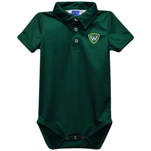 Wayne State University Warriors Embroidered Hunter Green Solid Knit Polo Onesie