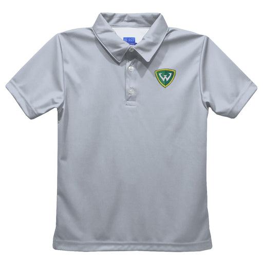 Wayne State University Warriors Embroidered Gray Short Sleeve Polo Box Shirt
