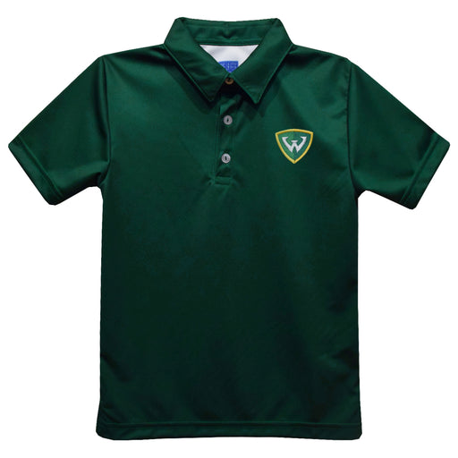 Wayne State University Warriors Embroidered Hunter Green Short Sleeve Polo Box Shirt